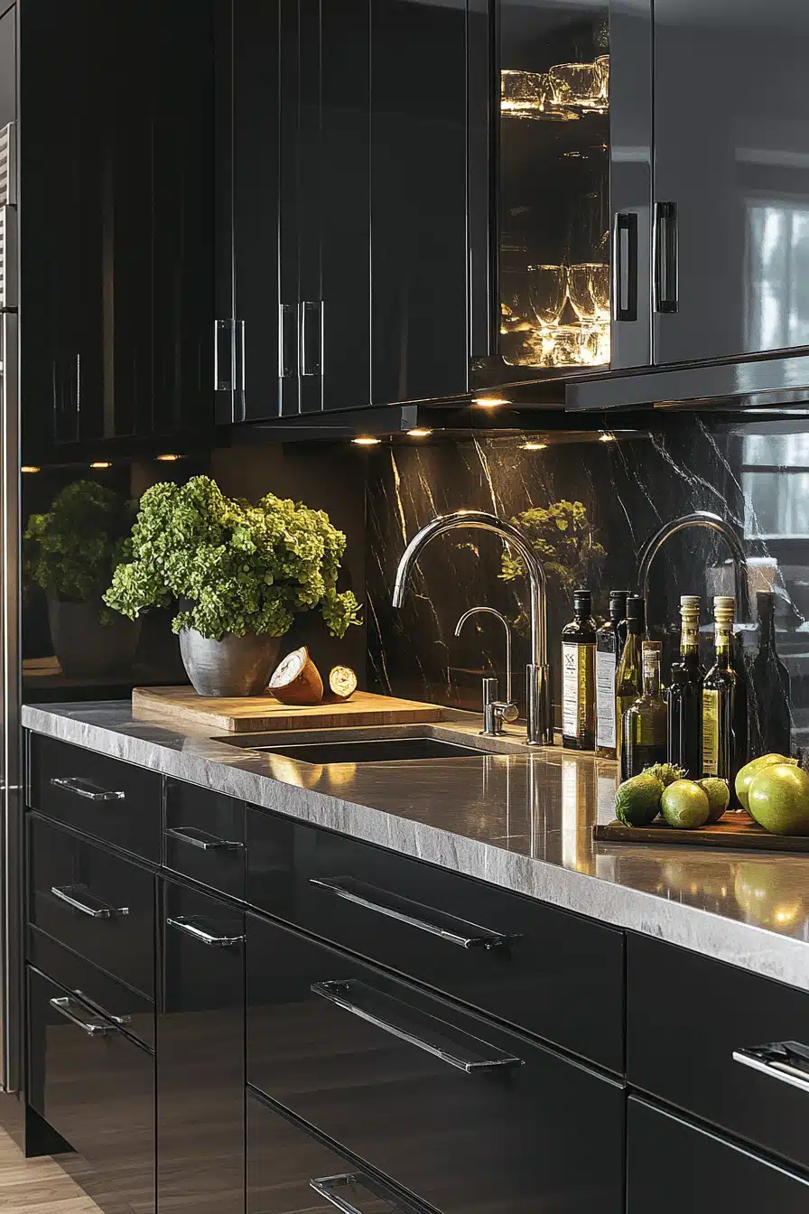 dark grey kitchen cabinets