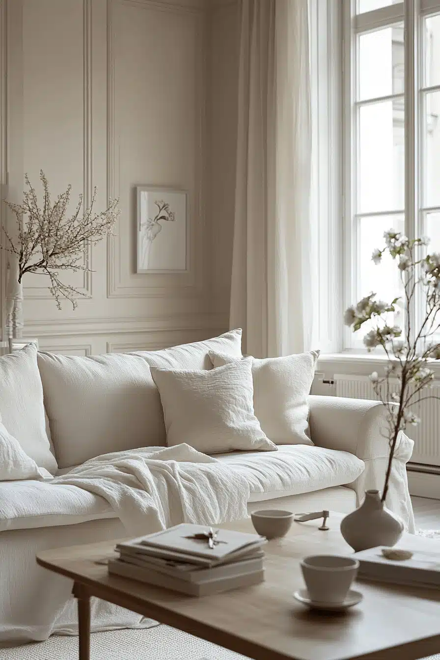 white living room decor