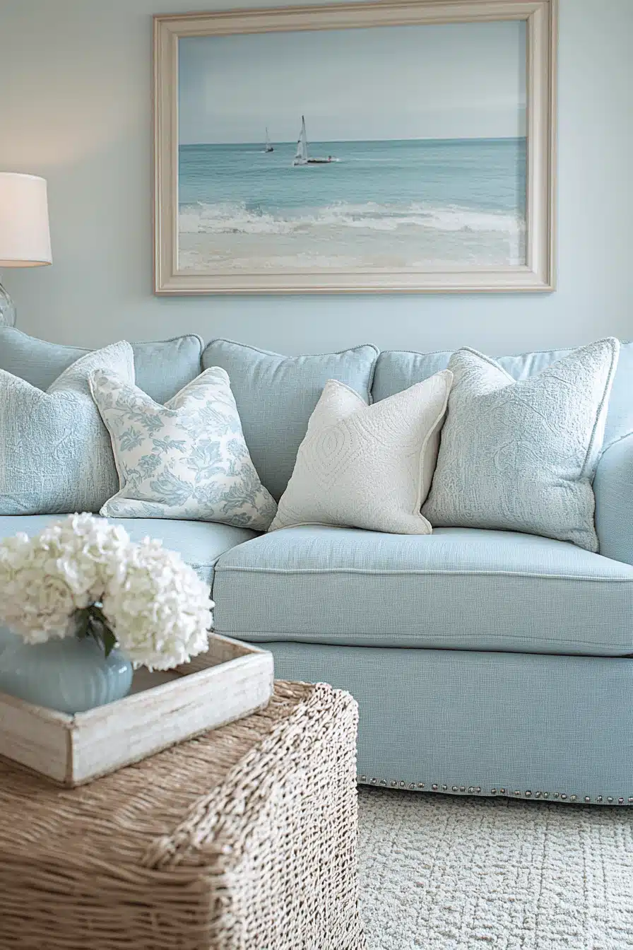 blue living room decor