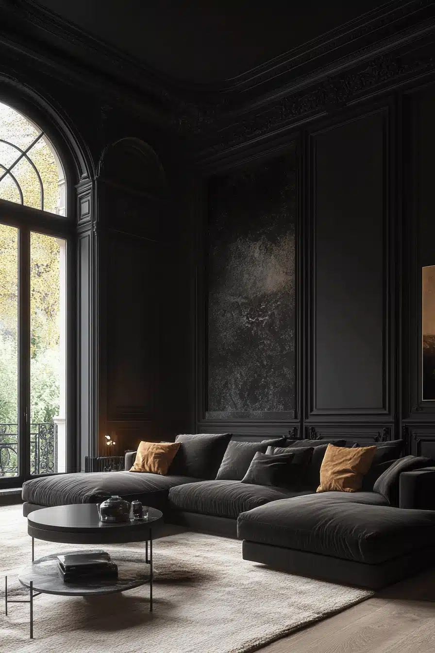 black living room decor