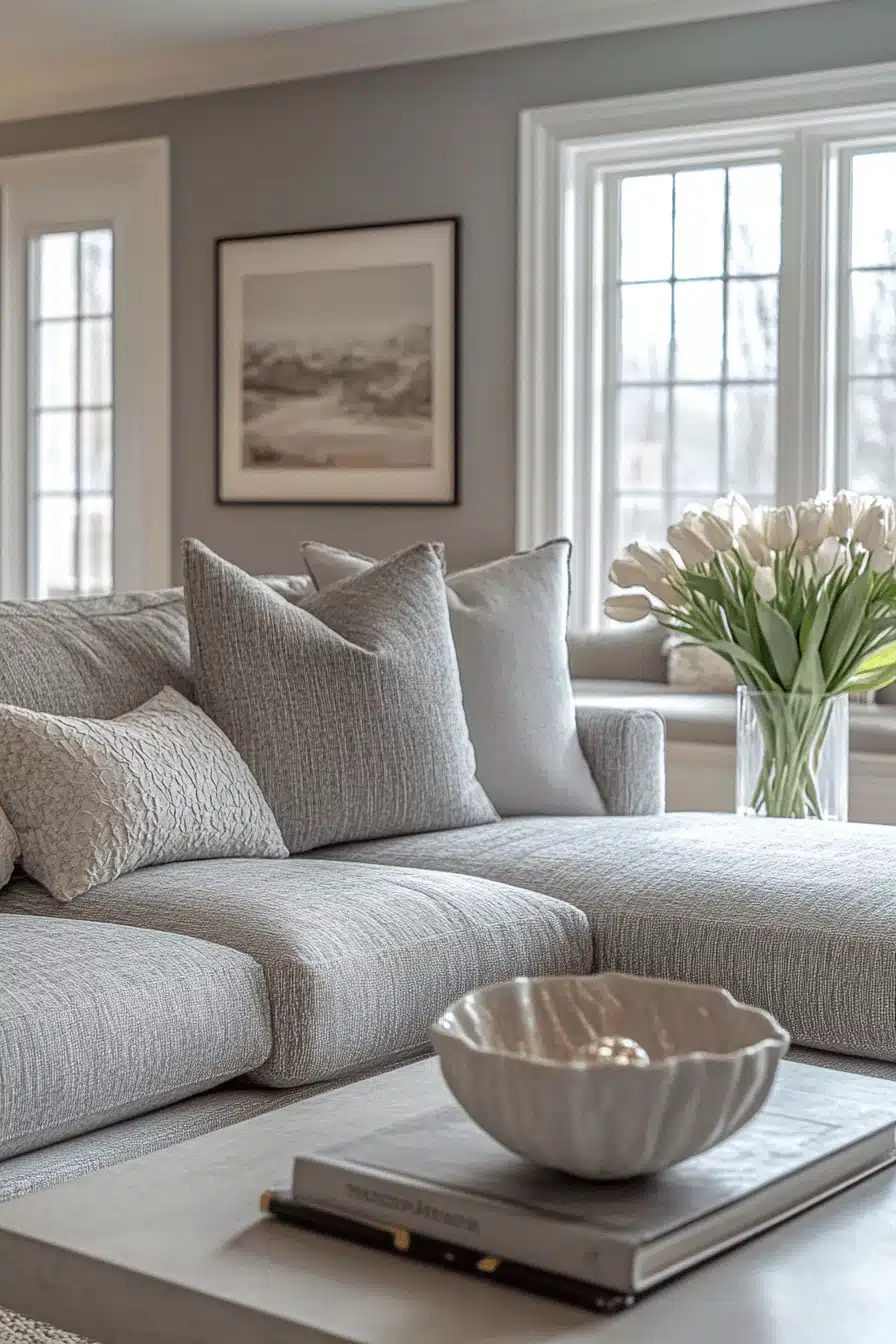 gray couch living room