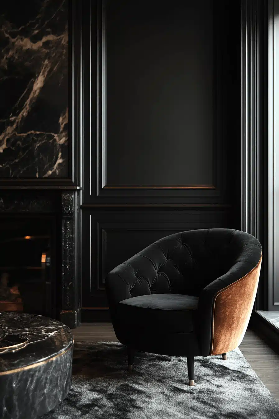 black living room decor