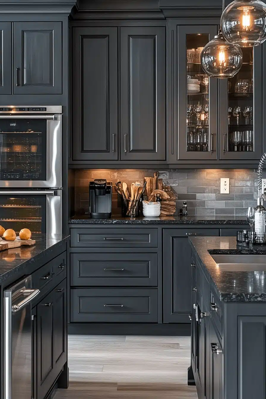 dark grey kitchen cabinets
