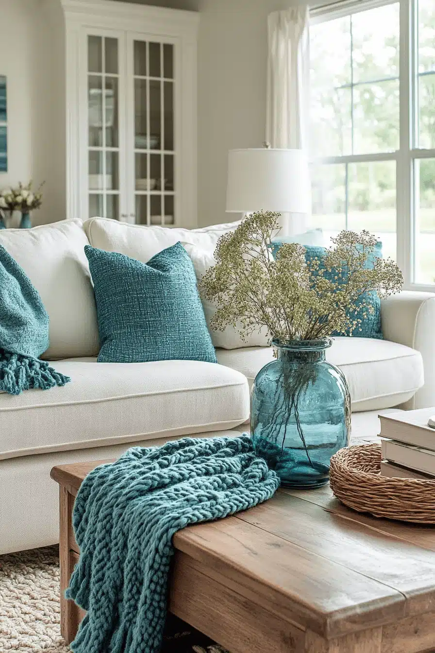 blue living room decor