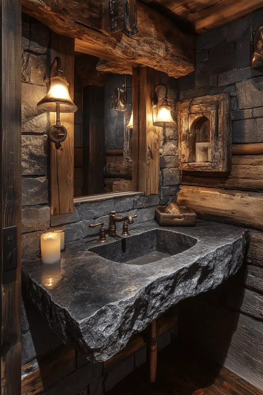 old cabin interior bathroom