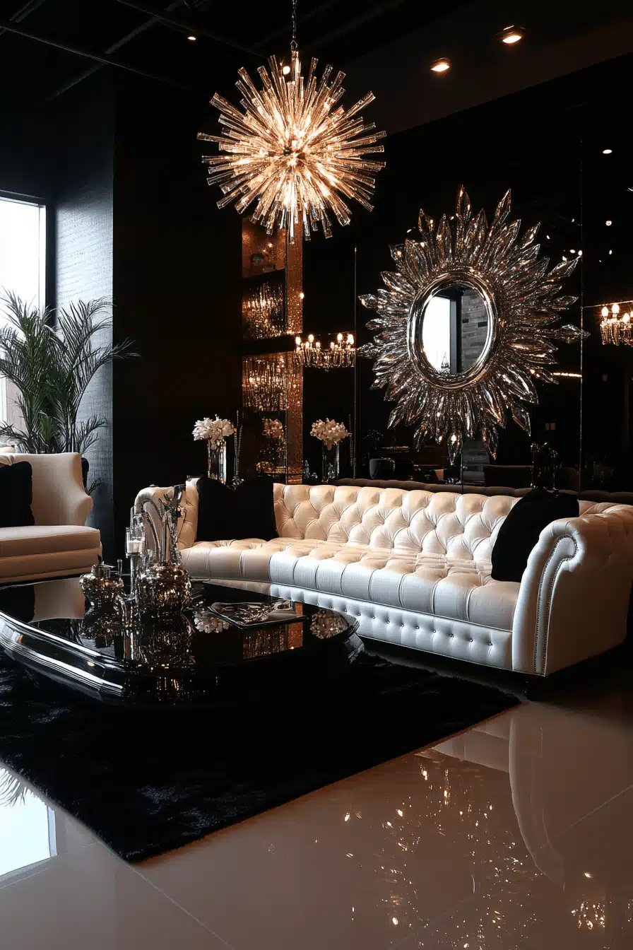black living room decor