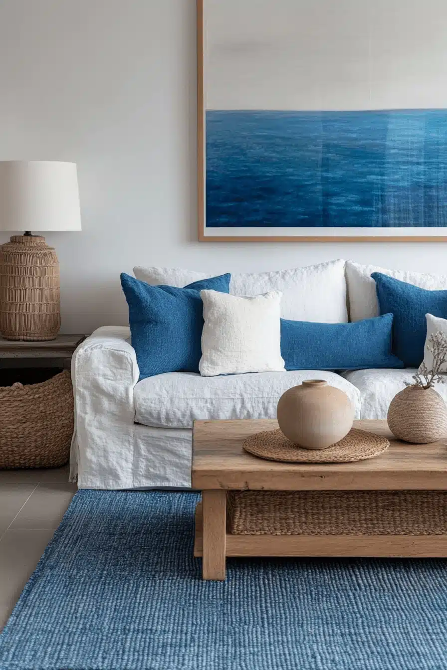 blue living room decor