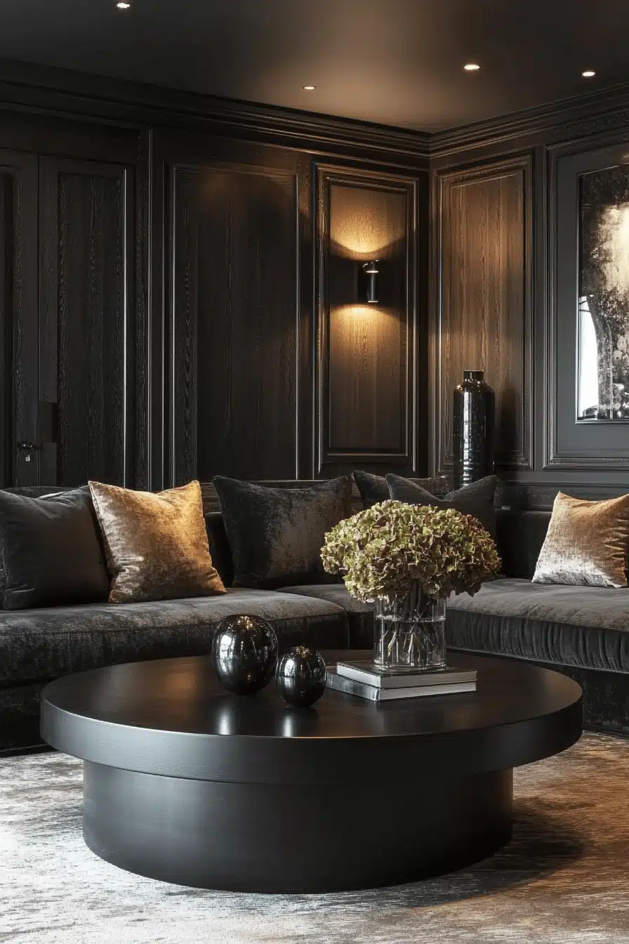 black living room decor
