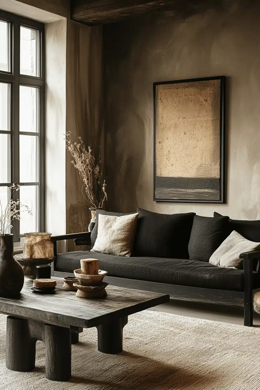 black living room decor