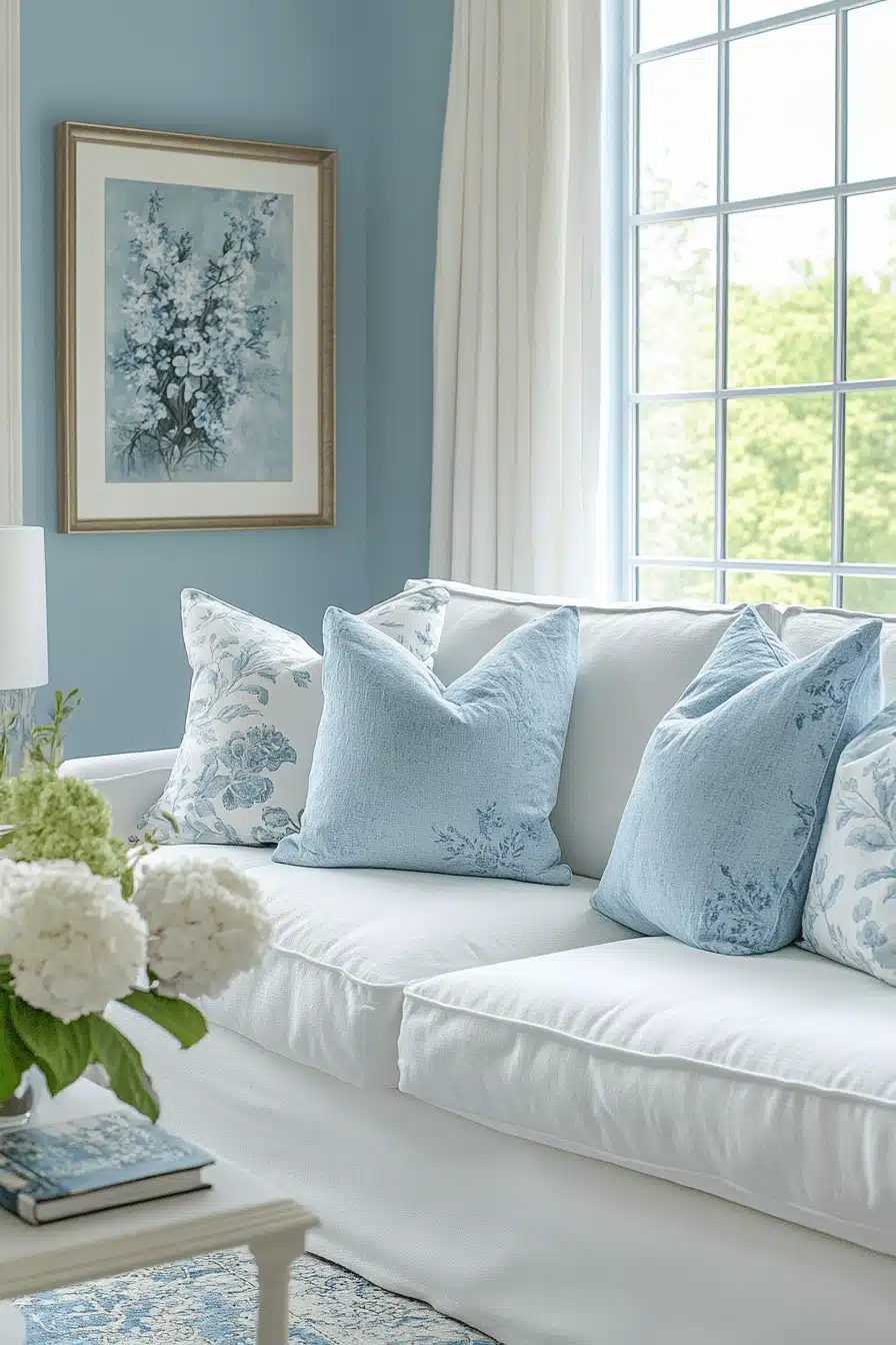 blue living room decor