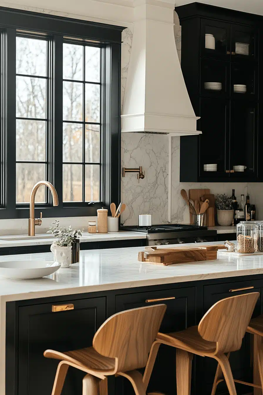 black and white kitchen cabinets