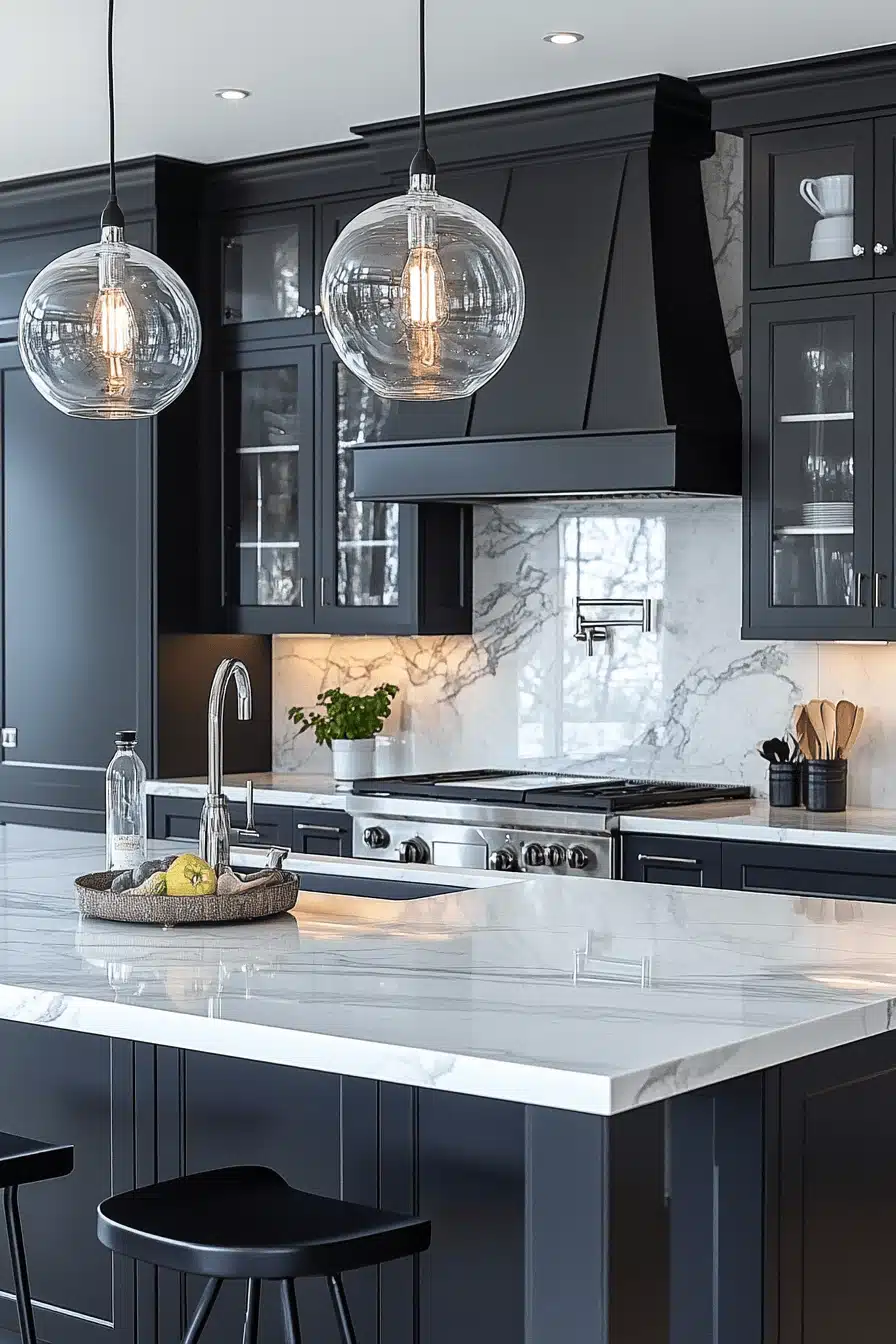 black and white kitchen cabinets