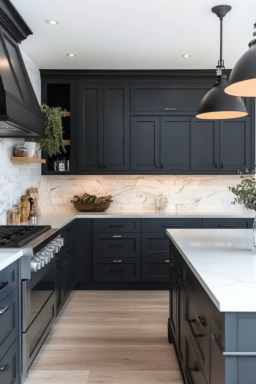black and white kitchen cabinets