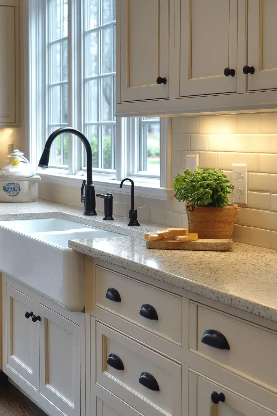 cream kitchen cabinets