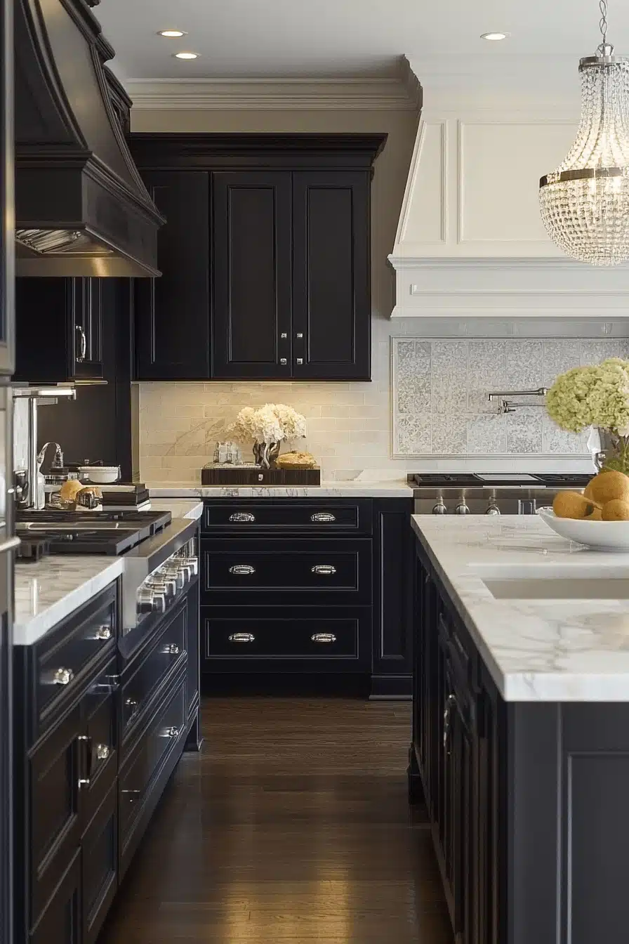 black and white kitchen cabinets
