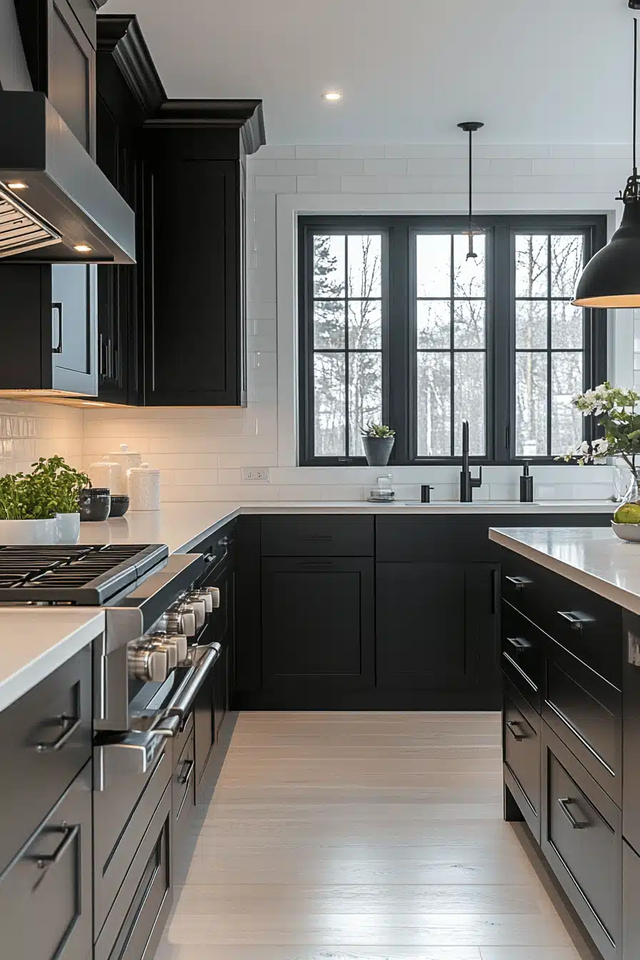 black and white kitchen cabinets