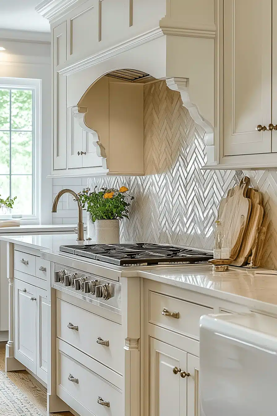 kitchen backsplash with white cabinets