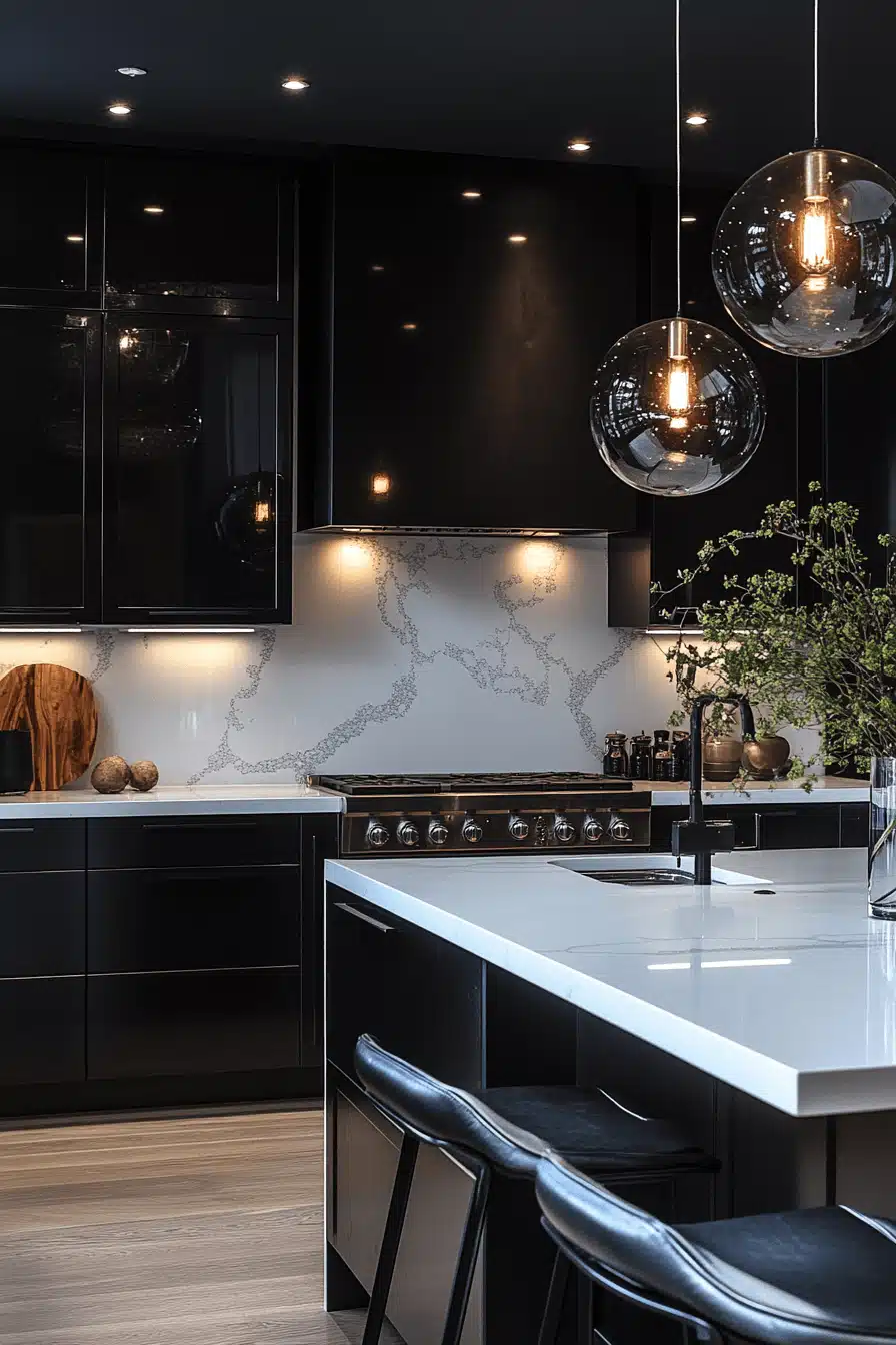 black and white kitchen cabinets