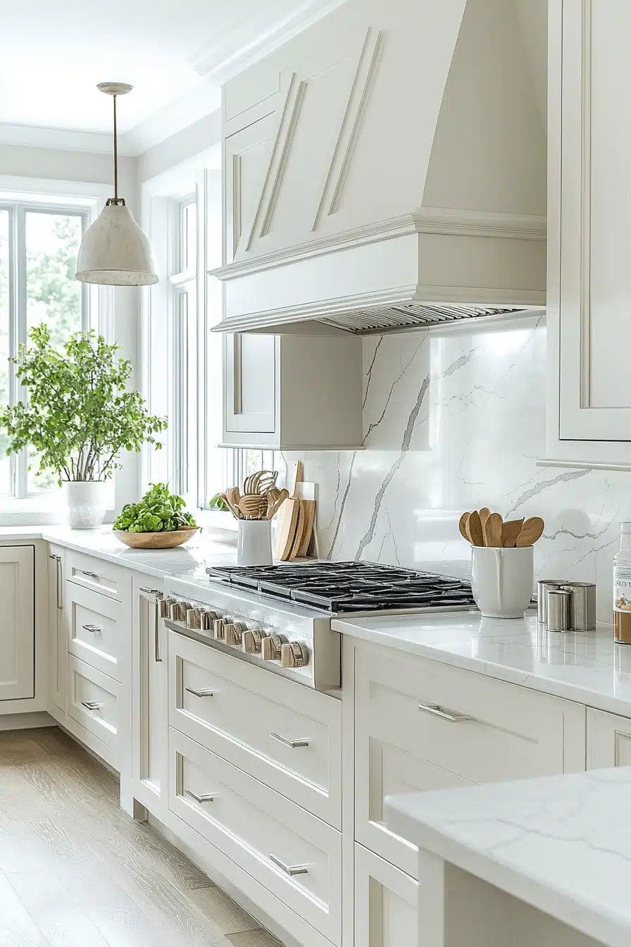 white marble kitchen
