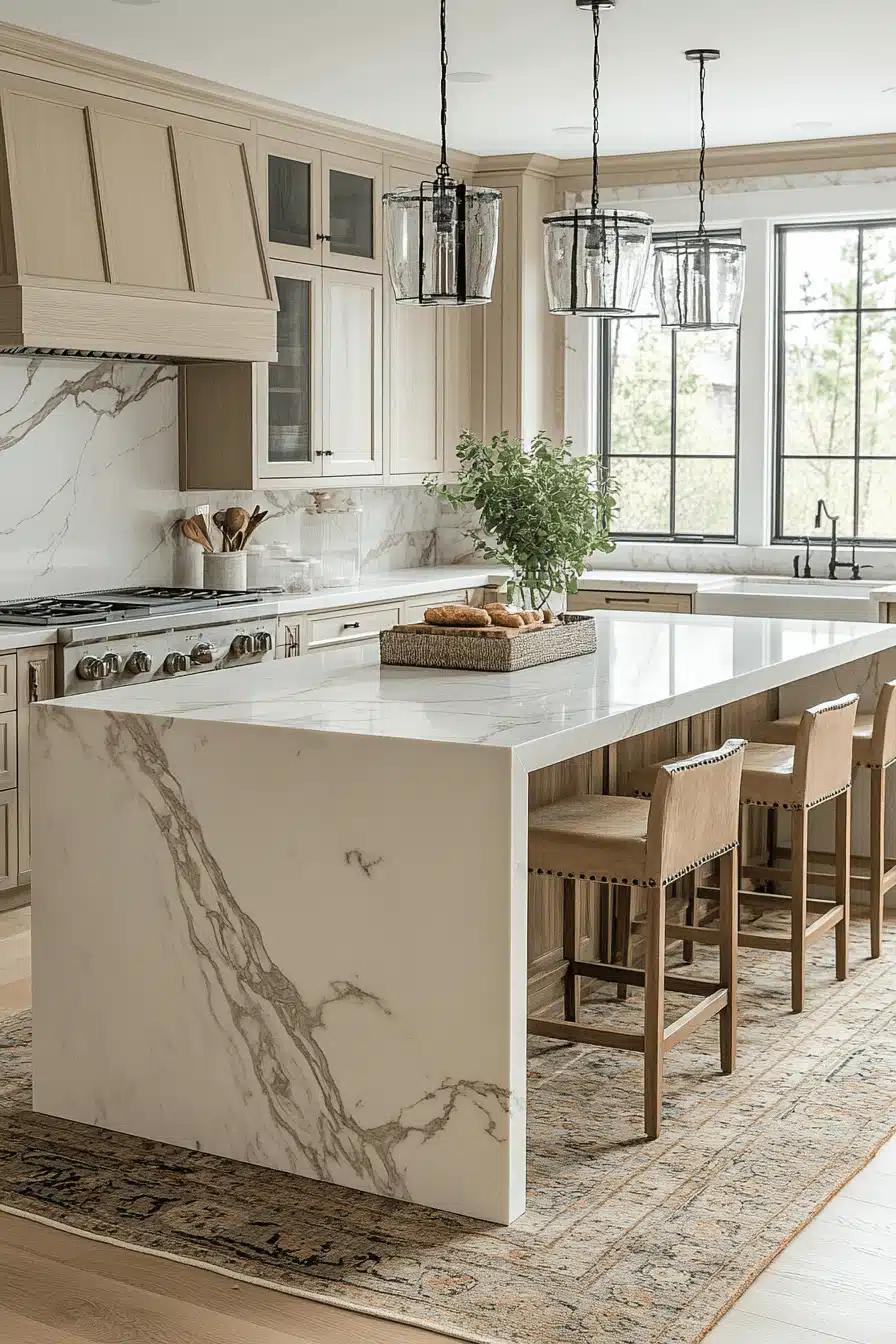 white marble kitchen