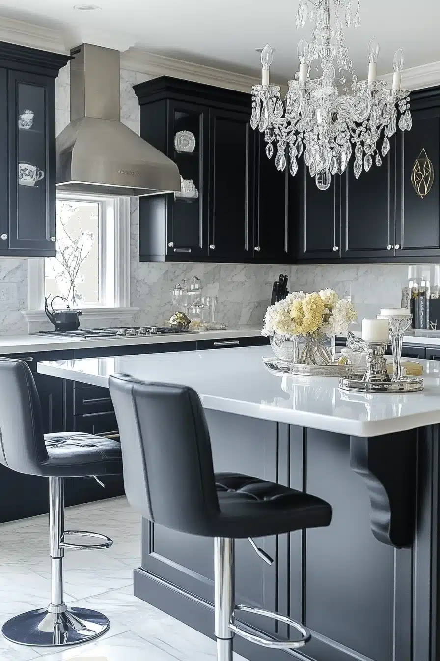 black and white kitchen cabinets