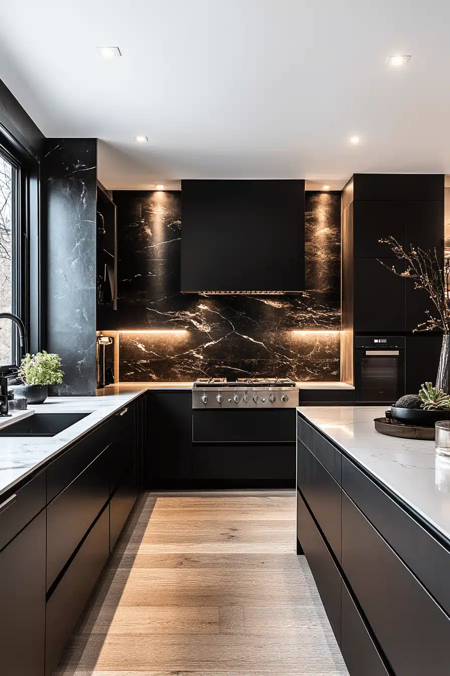 black and white kitchen cabinets
