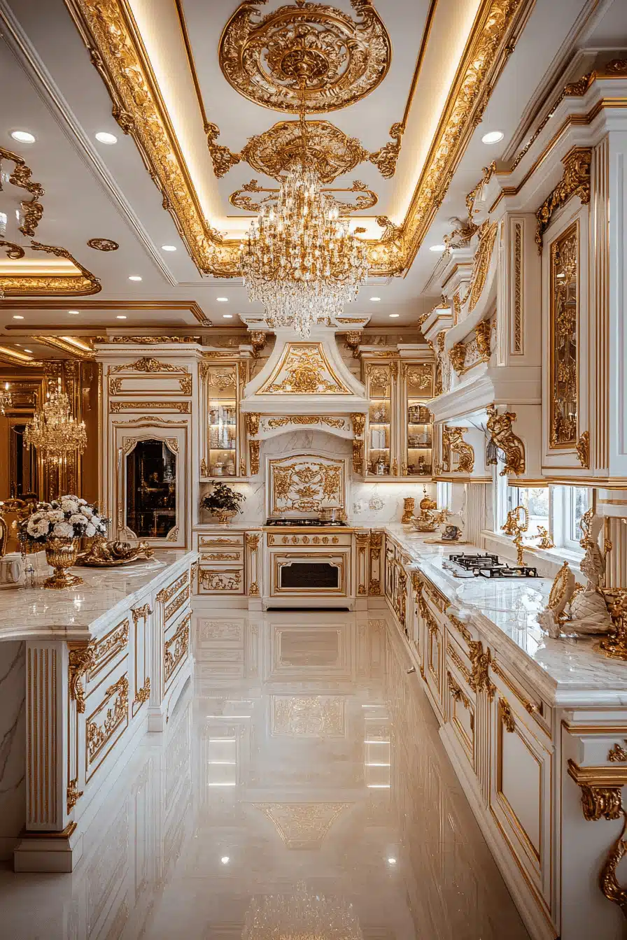 white marble kitchen