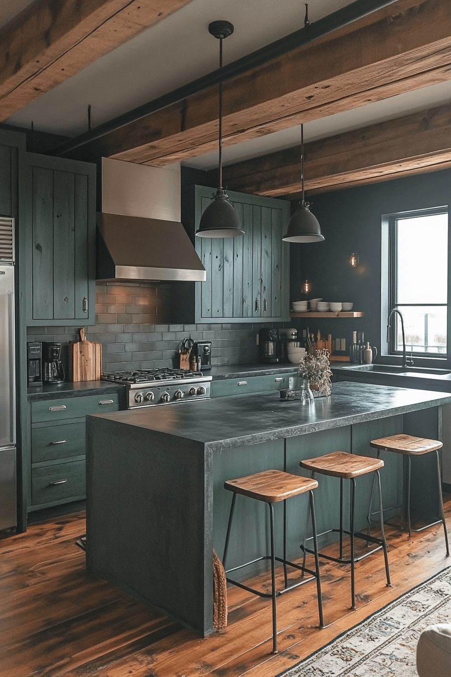 pewter green kitchen cabinets