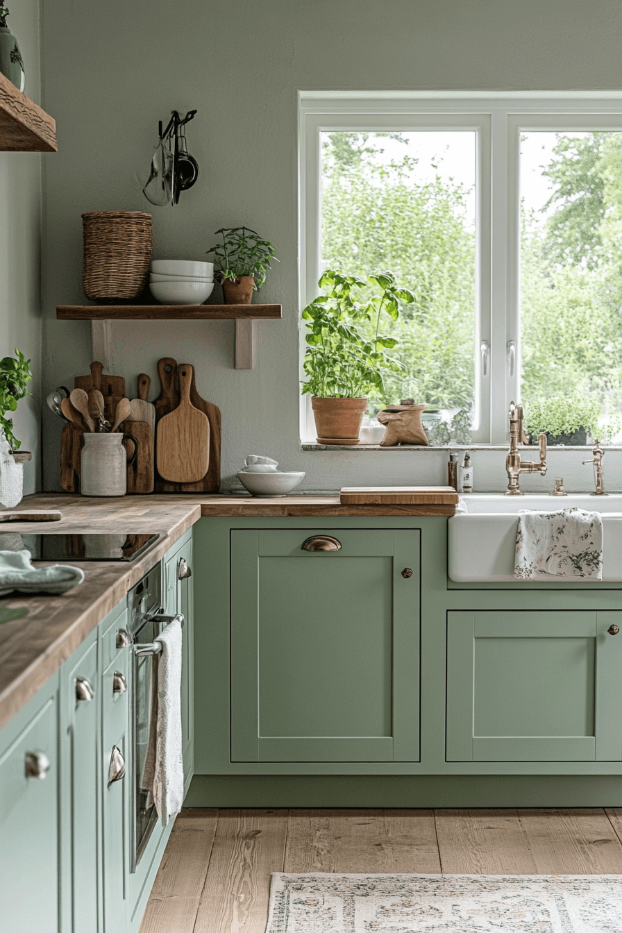 mint green kitchen cabinets