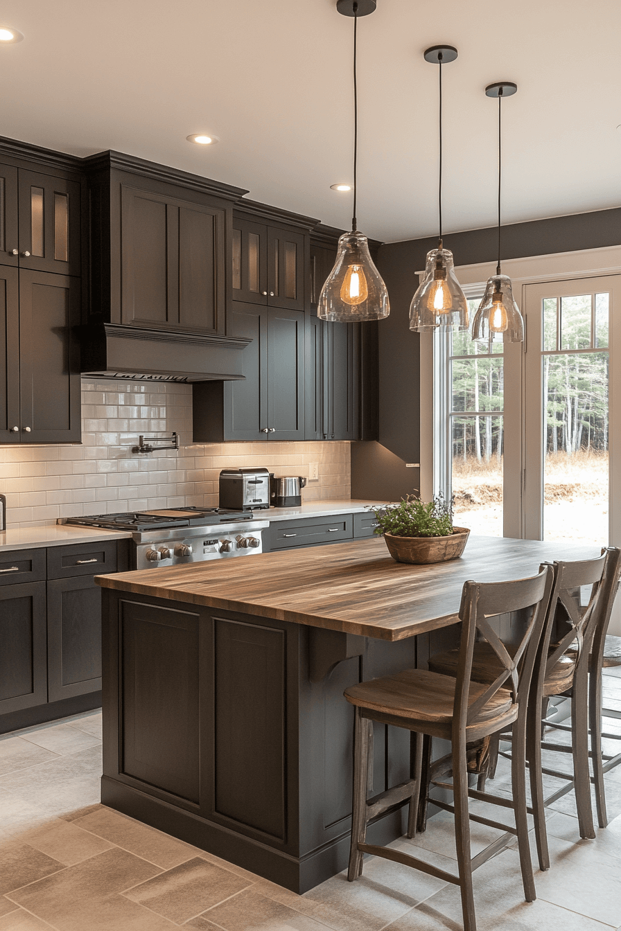 dark taupe kitchen cabinets