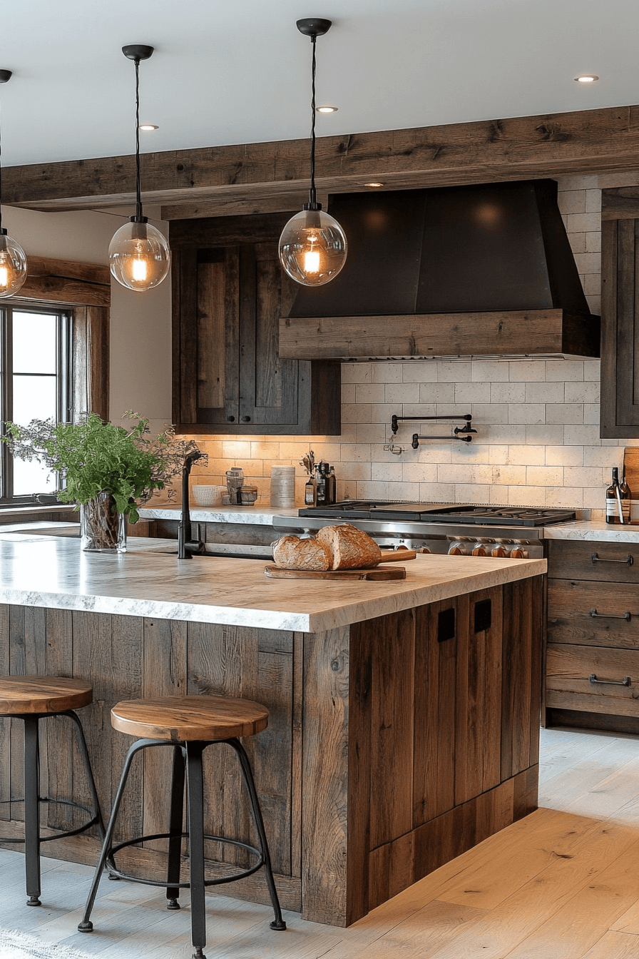 dark stained kitchen cabinets
