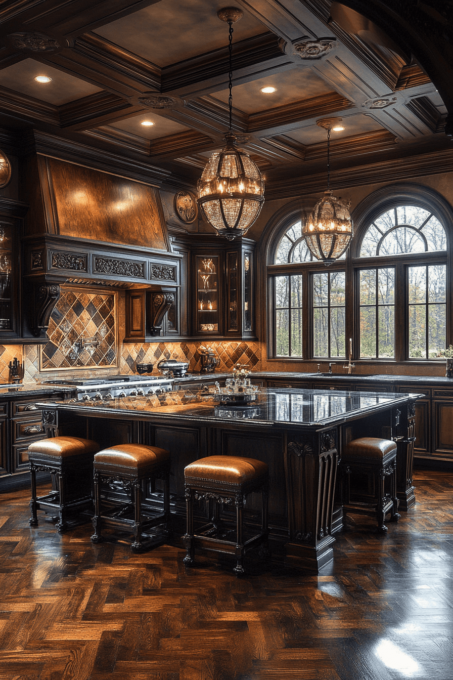 dark walnut kitchen cabinets