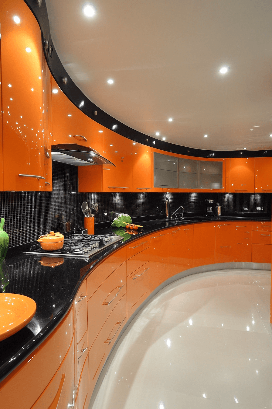 orange kitchen cabinets