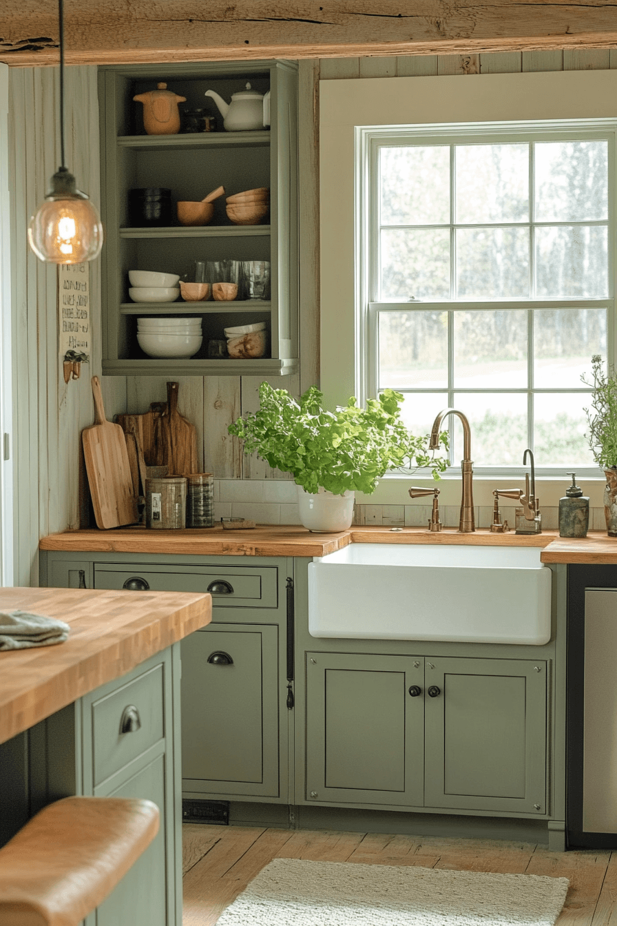 clary sage kitchen cabinets