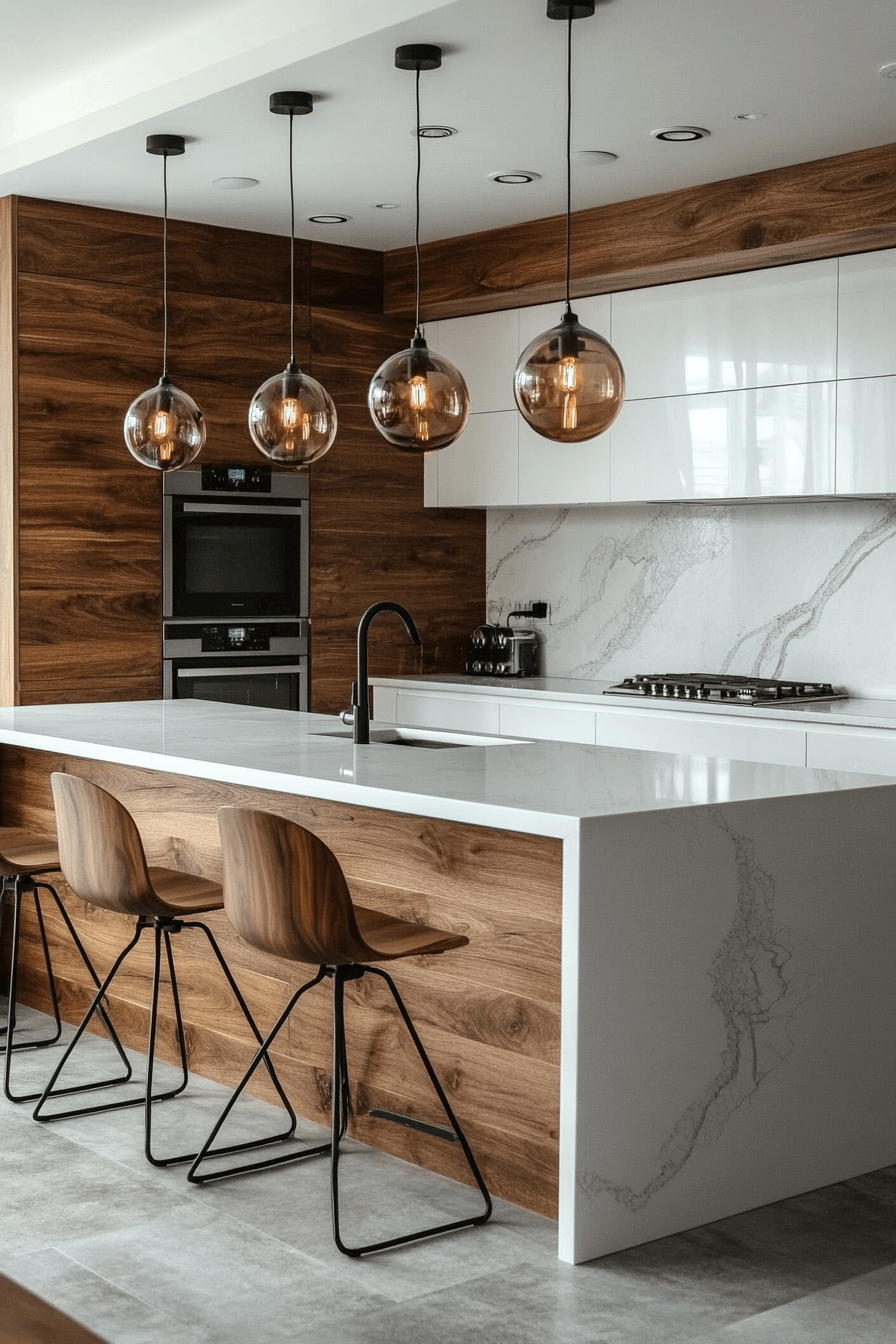 white and wood kitchen cabinets