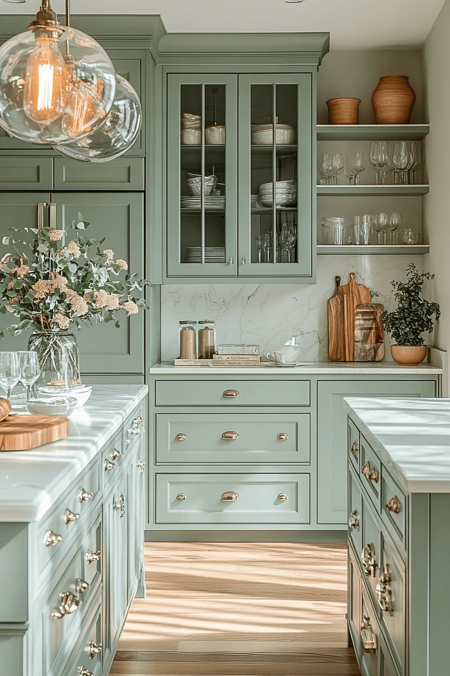 clary sage kitchen cabinets