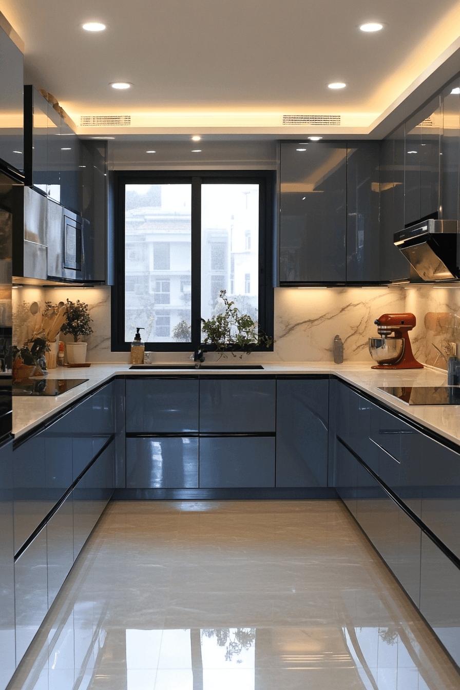 blue grey kitchen cabinets