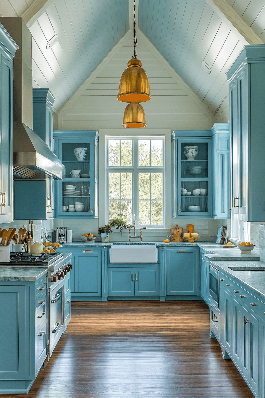 blue grey kitchen cabinets