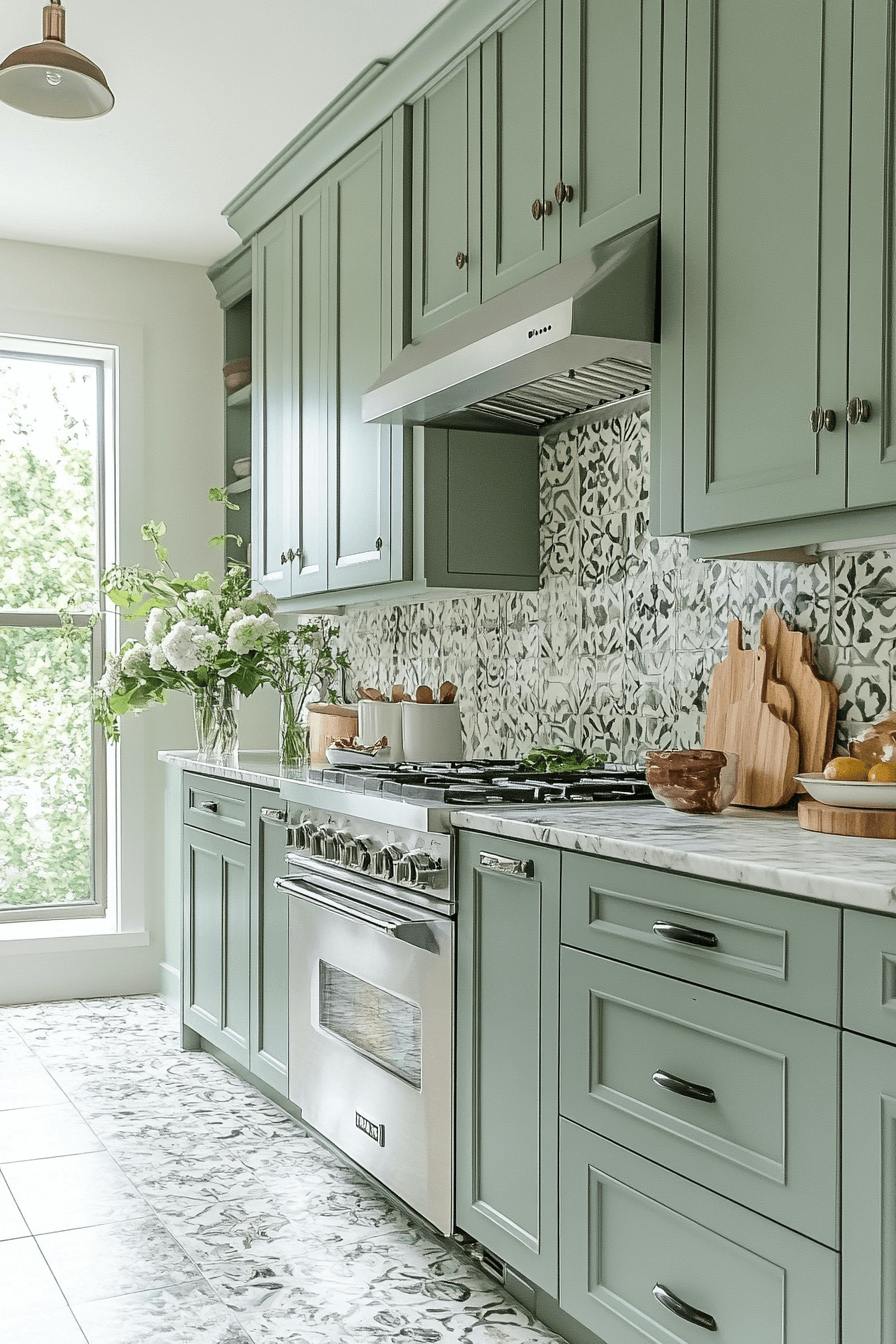 clary sage kitchen cabinets