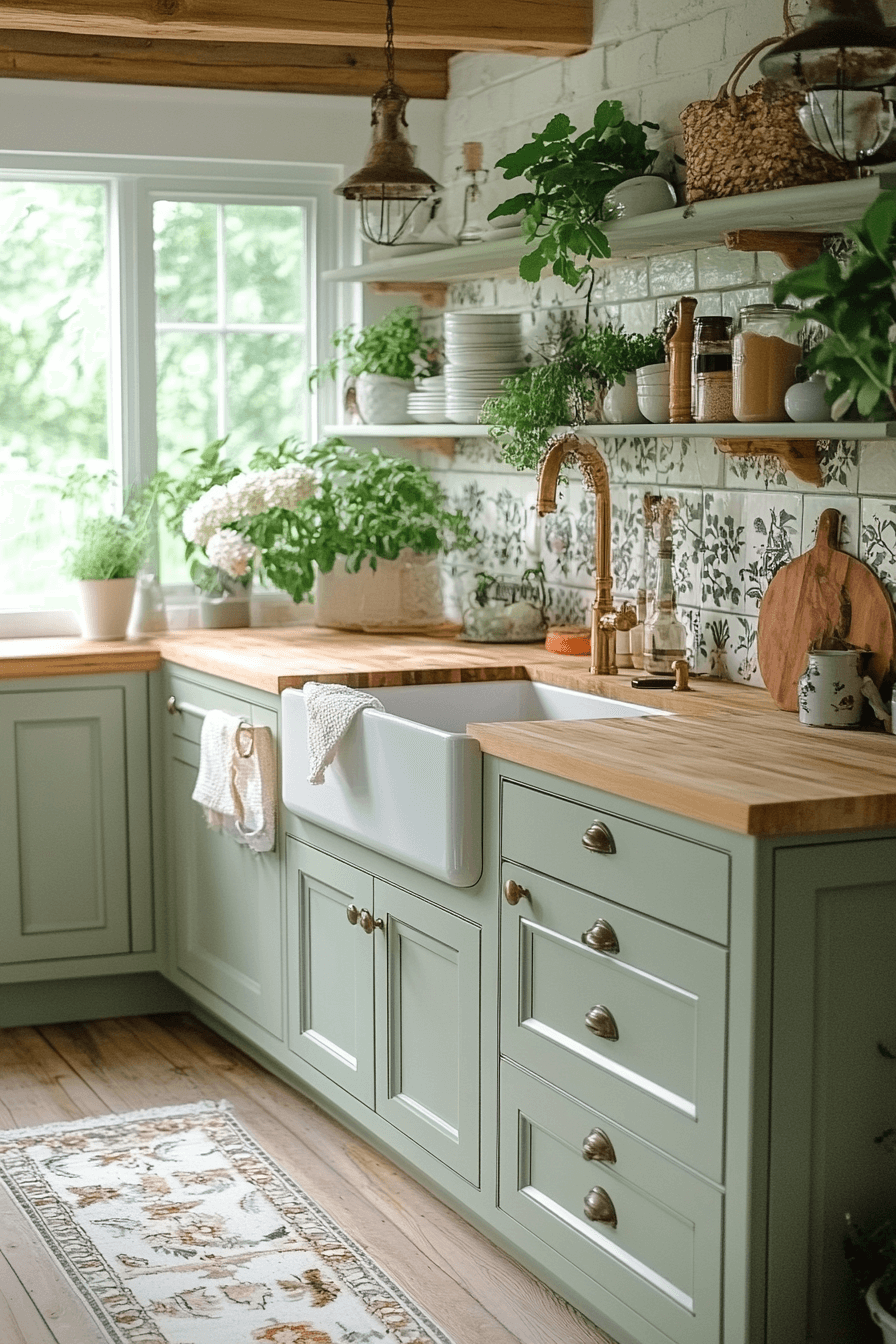 clary sage kitchen cabinets