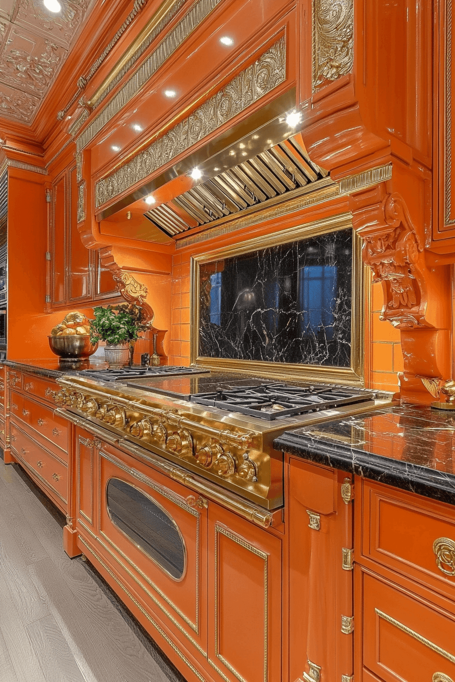 orange kitchen cabinets