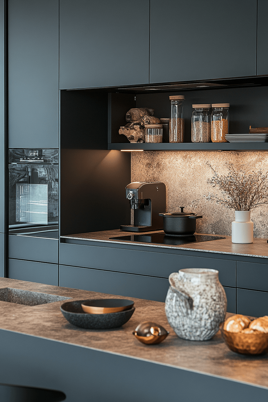 blue grey kitchen cabinets