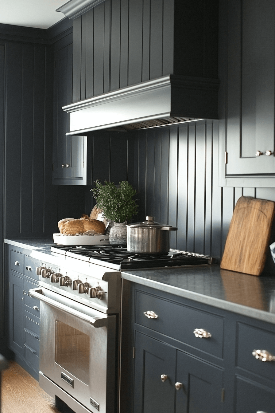 blue grey kitchen cabinets
