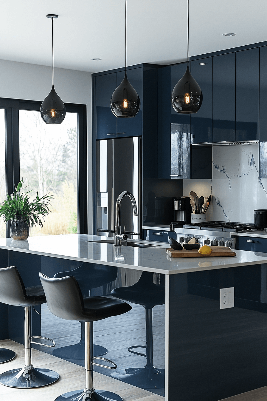 blue grey kitchen cabinets