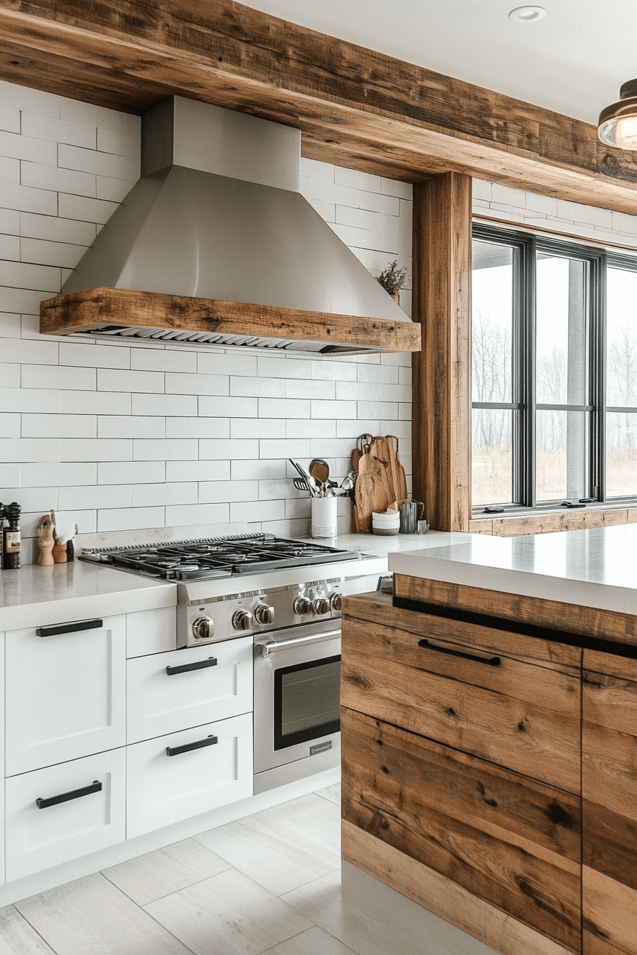 white and wood kitchen cabinets
