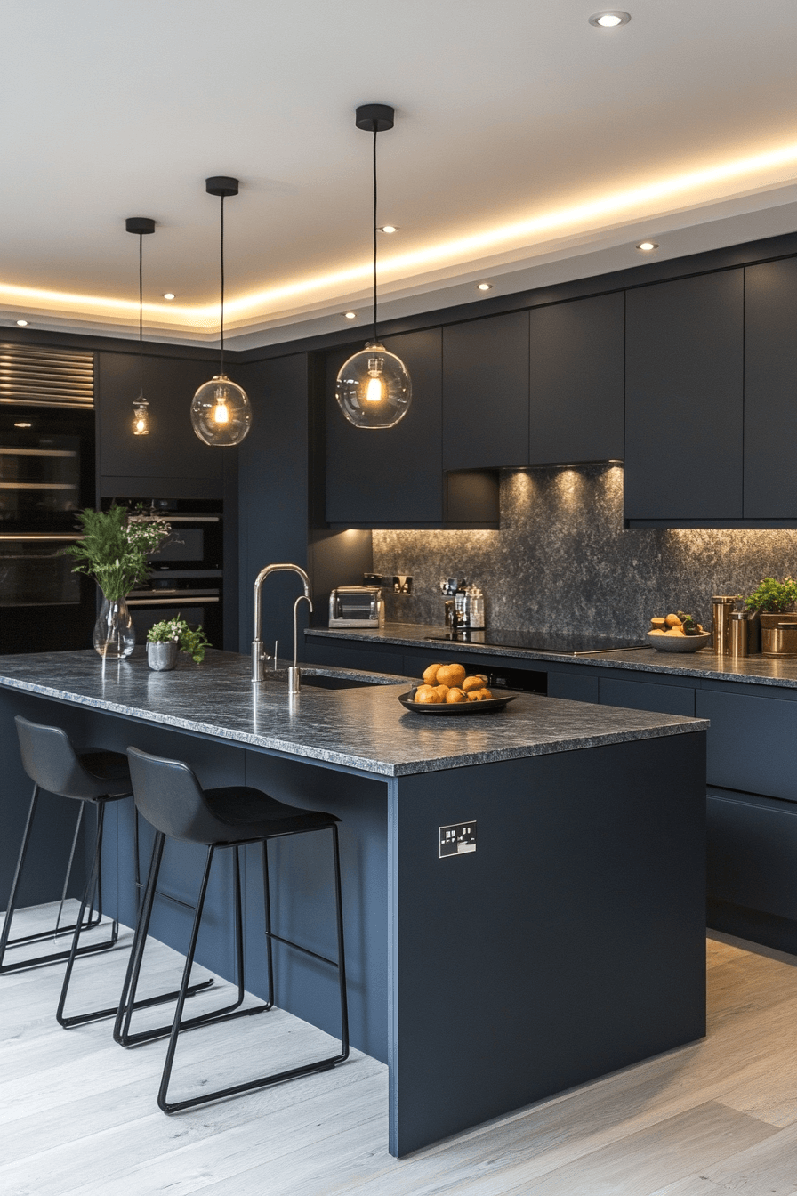 blue grey kitchen cabinets