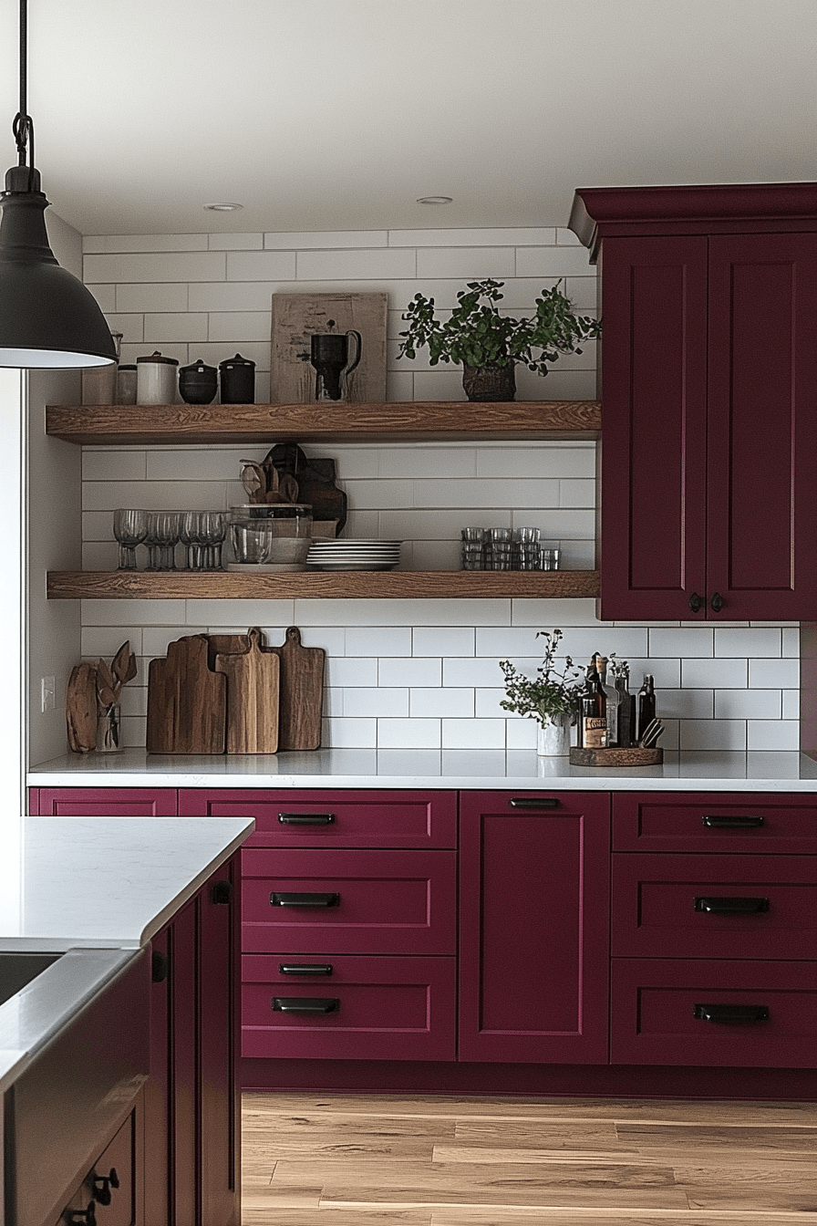 burgundy kitchen cabinets