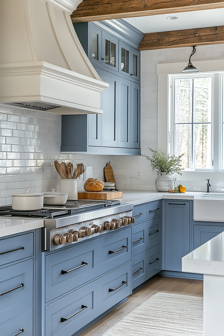 blue grey kitchen cabinets