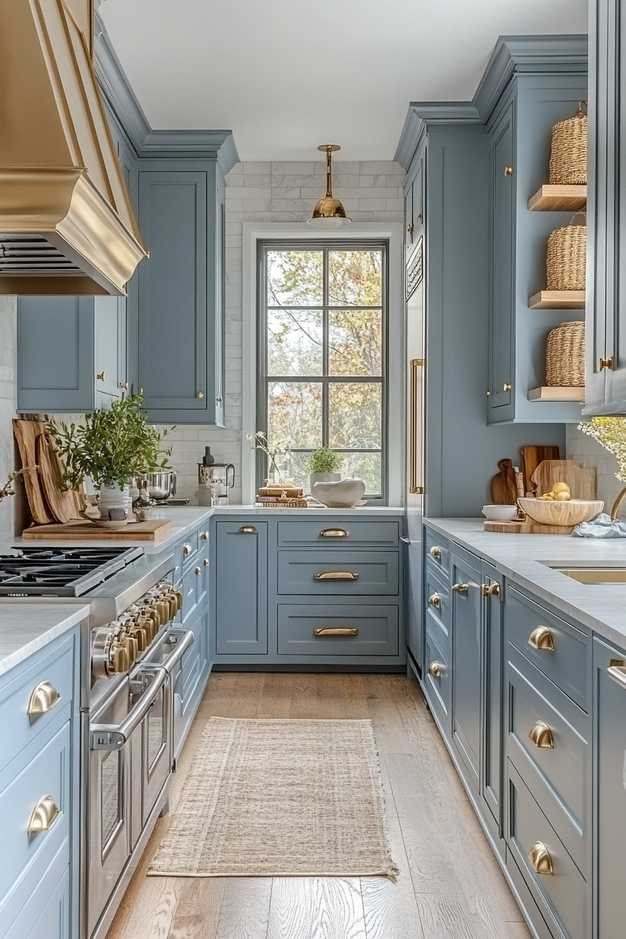 blue grey kitchen cabinets