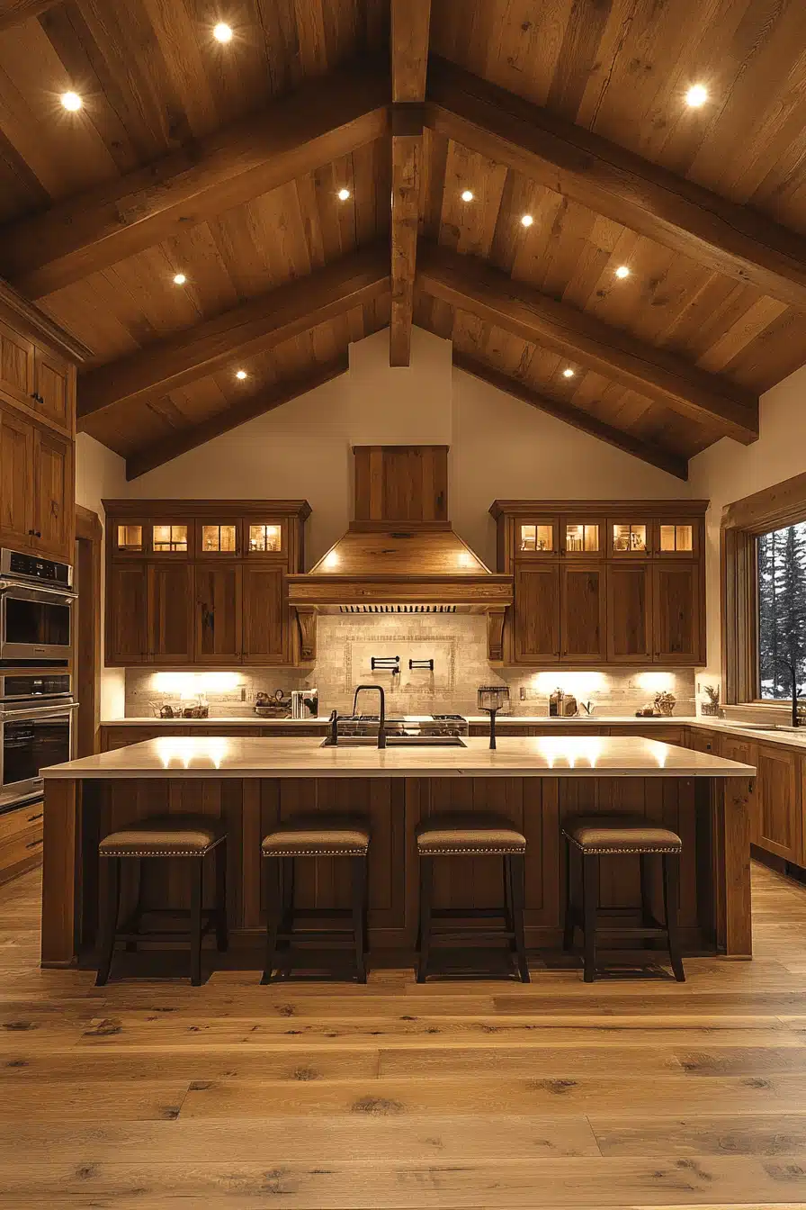 warm wood kitchen cabinets